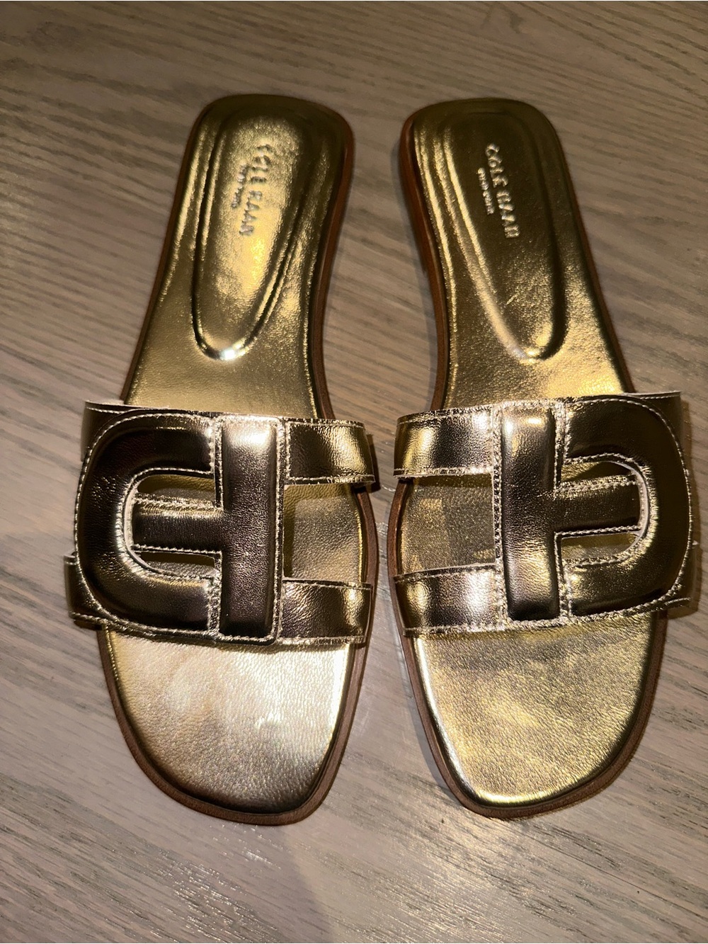 Cole Haan Metallic Gold Slide Sandals